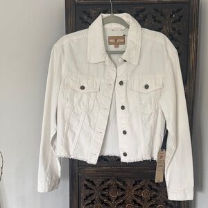 White Cropped Denim Jacket - Women's